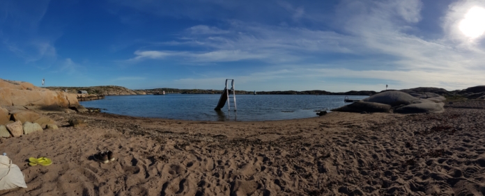 Unser kleiner Privatstrand beim Camping in Schweden